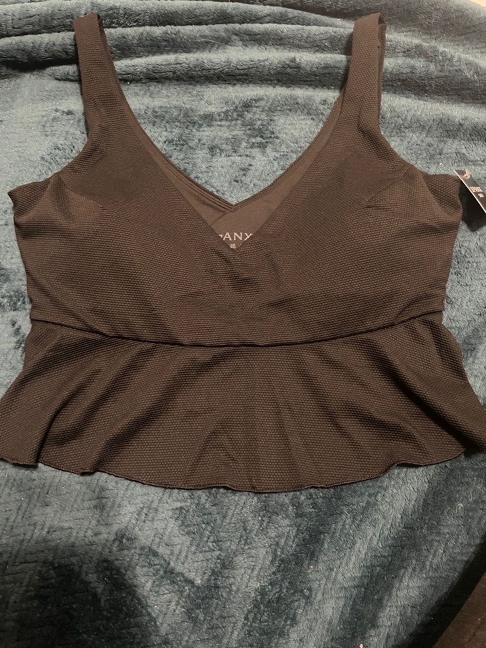 NWT Spanx Swim Pique Longline Flounce Top 1X